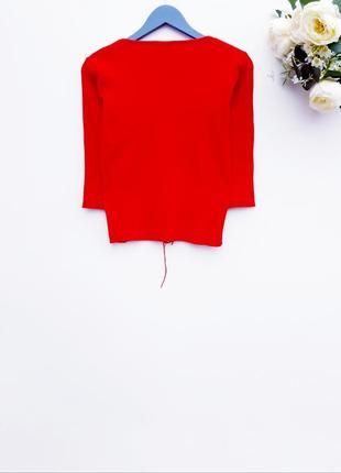 Яркий красный джемпер с шнуровкой ткань в рубчик2 фото