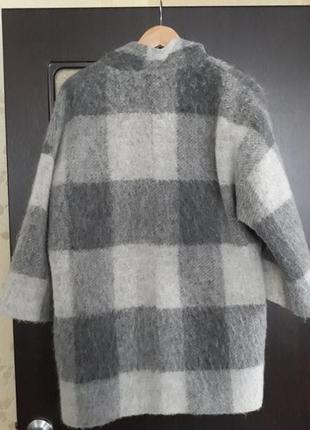Пальто мохеровое шерсть в клетку италия  пушистое бренд актуальное стильное оверсайз2 фото