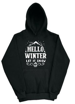 Теплое женское худи с принтом привет зима. hello winter. 2xs-2xl