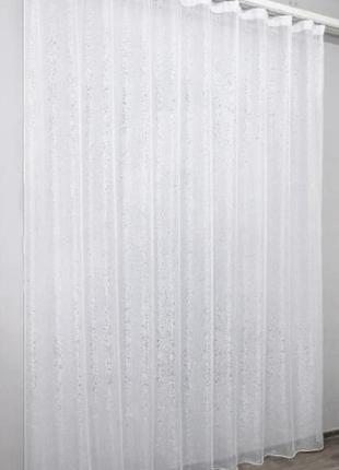 Тюль льон в вітальню, спальню. колір білий