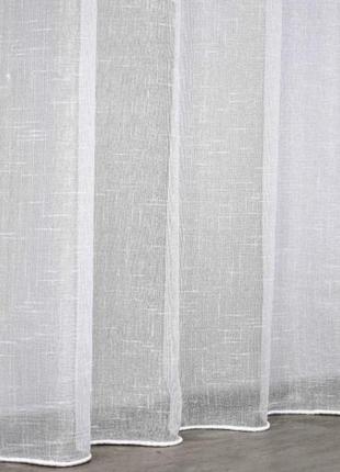 Тюль льон в вітальню, спальню. колір білий