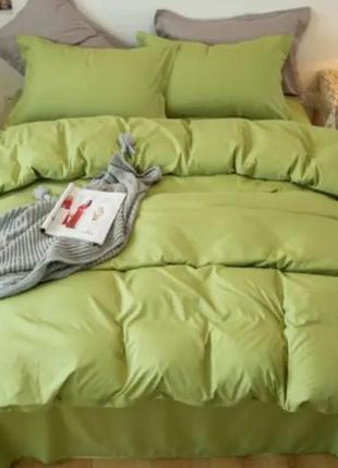 Двоспальна підковдра однотонний оливковий зелена бязь голд люкс віталіна