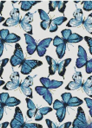 Алмазна мозаїка на підрамнику блакитні метелики 30х40 см (kb119)