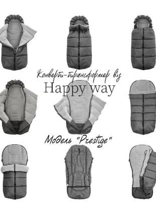 Зимовий комплект в коляску happy way муфти та футмуф "prestige+" розмір 105*55 колір чорний4 фото