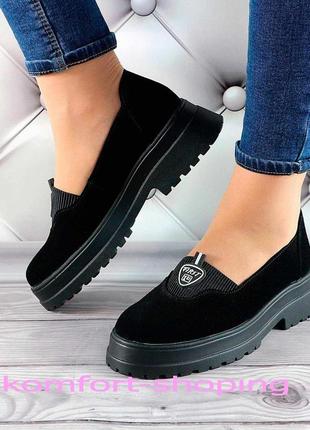 Туфлі жіночі чорні, замшеві к 13782 фото