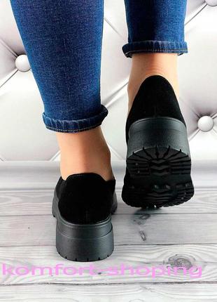 Туфли  женские черные, замшевые к 13784 фото