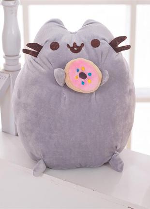 Мягкая игрушка пушин кот с пончиком большой 21х24см pusheen cat