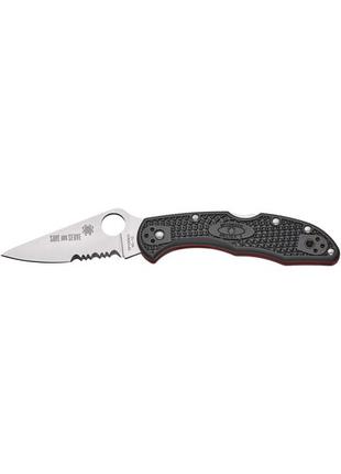 Ніж spyderco delica 4 lightweight thin red line напівсерейтор