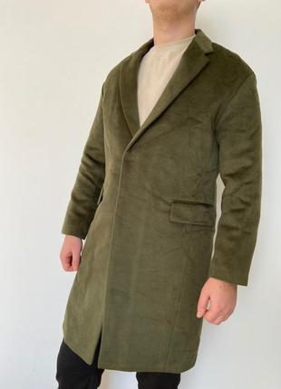 Чоловіче вільний пальто з відкладним коміром - хакі1 фото