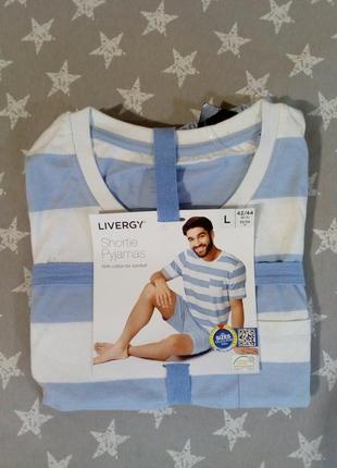 Гарний літній комплект піжама чоловіча домашній костюм livergy німеччина футболка шорти4 фото