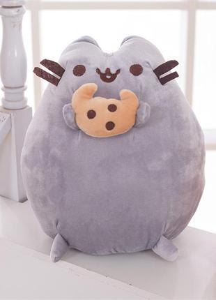 Мягкая игрушка пушин кот с печеньем большой 21х24см pusheen cat1 фото