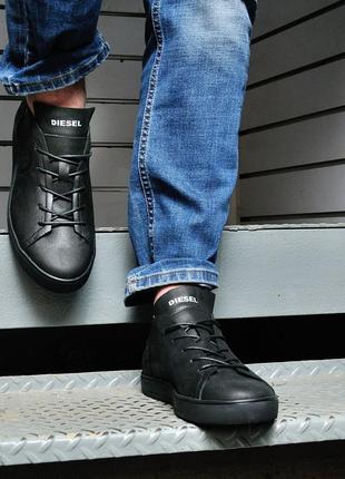 Кеды кроссовки мужские кожаные diesel pirate black2 фото