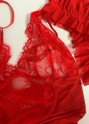 Женское бельё сексуальный пеньюар платье с подвязками для чулок гартеры красный белый чёрный большие размеры8 фото