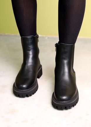 Челси ботинки кожаные байка черные демисезон 5866974 фото