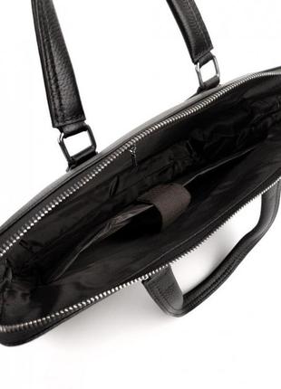 Кожаная мужская сумка для ноутбука и документов tiding bag v1289 черная7 фото