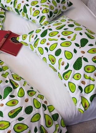 Комплект постельного белья авокадо/белый, turkish flannel8 фото