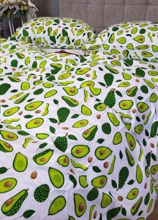 Комплект постельного белья авокадо/белый, turkish flannel7 фото