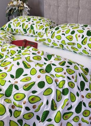 Комплект постельного белья авокадо/белый, turkish flannel6 фото