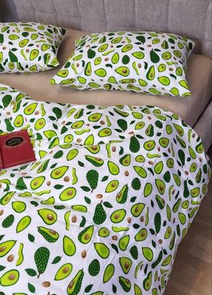 Комплект постельного белья авокадо/беж, turkish flannel2 фото