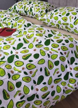 Комплект постельного белья авокадо/беж, turkish flannel3 фото