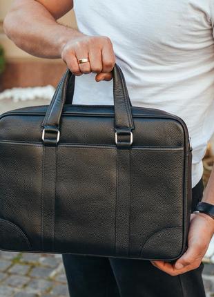 Модная мужская кожаная сумка для документов черная tiding bag rb-018 мужские портфели7 фото