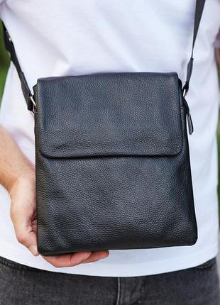 Мужская черная наплечна сумка из натуральной кожи bexhill bx819-v5 фото