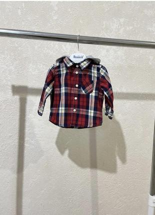 Красная рубашка в клетку/детская рубашка с капюшоном/детская рубашка в клетку