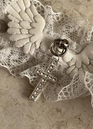 Готическое панковое кружевное ожерелье-колье с сердечками крест для женщин, девочек, ожерелье с заклепками с крыльями ангела2 фото