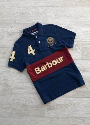 Лімітована футболка поло barbour polo club 4 logo polo shirt blue1 фото