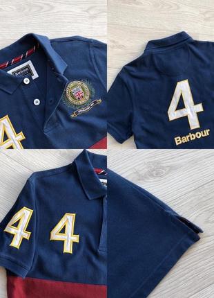 Лімітована футболка поло barbour polo club 4 logo polo shirt blue4 фото