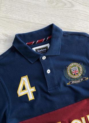 Лімітована футболка поло barbour polo club 4 logo polo shirt blue2 фото