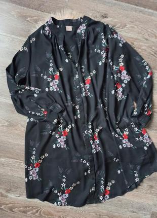Шифонова блуза оверсайз,платтячко в квітковий принт4 фото