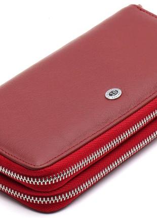 Бордовый женский кошелек из натуральной кожи с двумя автономными отделами st leather st238-21 фото