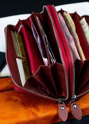 Бордовый женский кошелек из натуральной кожи с двумя автономными отделами st leather st238-29 фото