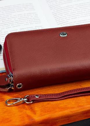 Бордовый женский кошелек из натуральной кожи с двумя автономными отделами st leather st238-28 фото