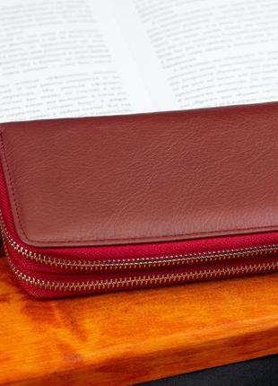 Бордовый женский кошелек из натуральной кожи с двумя автономными отделами st leather st238-210 фото
