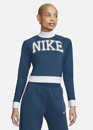 Лонгслів nike жіночий  sportswear team long sleeve cropped t-shirt blue dq6624-460
оригінал