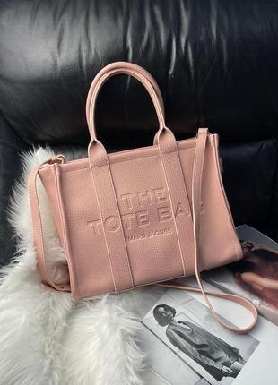 Женская сумка шопер в цвете пудра розовая большая.  marc jacobs medium tote bag4 фото
