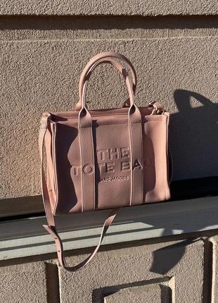 Женская сумка шопер в цвете пудра розовая большая.  marc jacobs medium tote bag3 фото