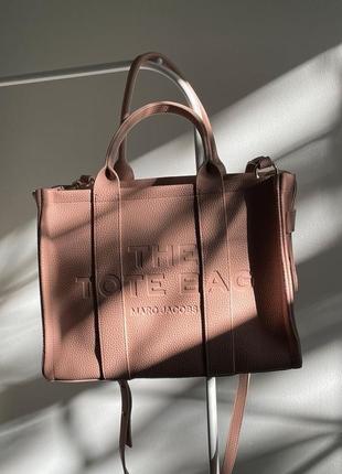 Женская сумка шопер в цвете пудра розовая большая.  marc jacobs medium tote bag5 фото