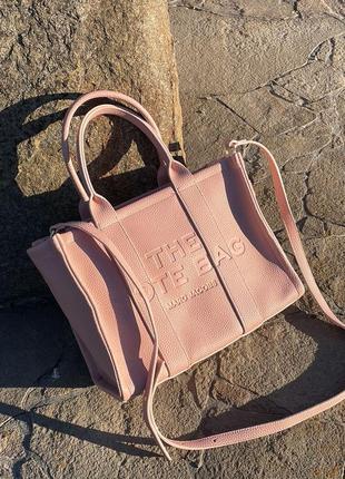 Женская сумка шопер в цвете пудра розовая большая.  marc jacobs medium tote bag6 фото