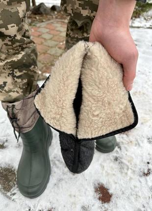 Теплі водонепроникні гумові чоботи олива з вкладишем. гумові чоботи утеплені