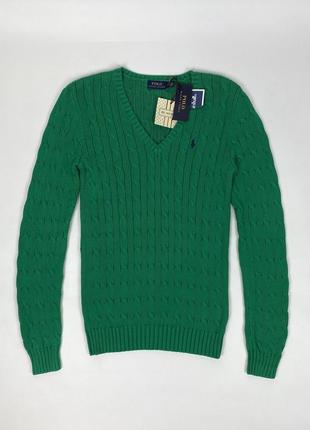 Свитер / джемпер polo ralph lauren cable knit новый хлопчатобумажный зеленый вязаный размер м m