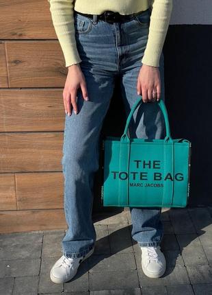 Жіноча сумка шопер велика популярна marc jacobs medium tote bag  з широким ремінцем текстиль.