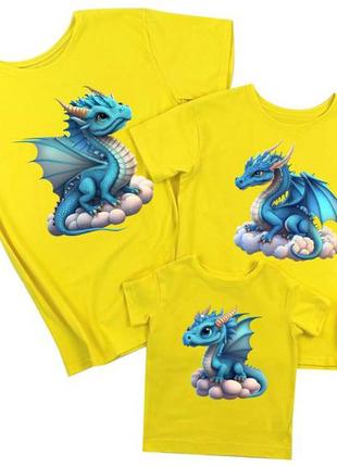 Футболки фемили лук family look для всей семьи "синие драконы на яйцах" push it
