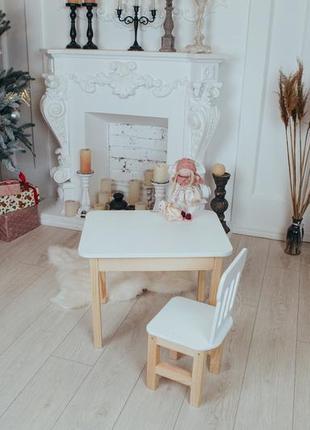 Детский столик и стульчик белый. столик с ящиком для карандашей и разукрашек для игр, уроков, еды10 фото