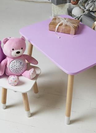 Фиолетовый прямоугольный столик и стульчик детский корона. фиолетовый детский столик2 фото