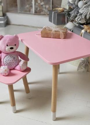 Столик детский со стульчиком 46х60х45 см для творчества письма рисования игр и обучения розовый стол для детей6 фото