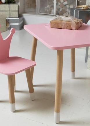 Столик детский со стульчиком 46х60х45 см для творчества письма рисования игр и обучения розовый стол для детей3 фото