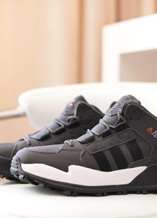 Adidas terrex кросівки чоловічі відмінна якість зимові з хутром високі сірі з чорним ботінки сапоги теплі адідас терекс8 фото